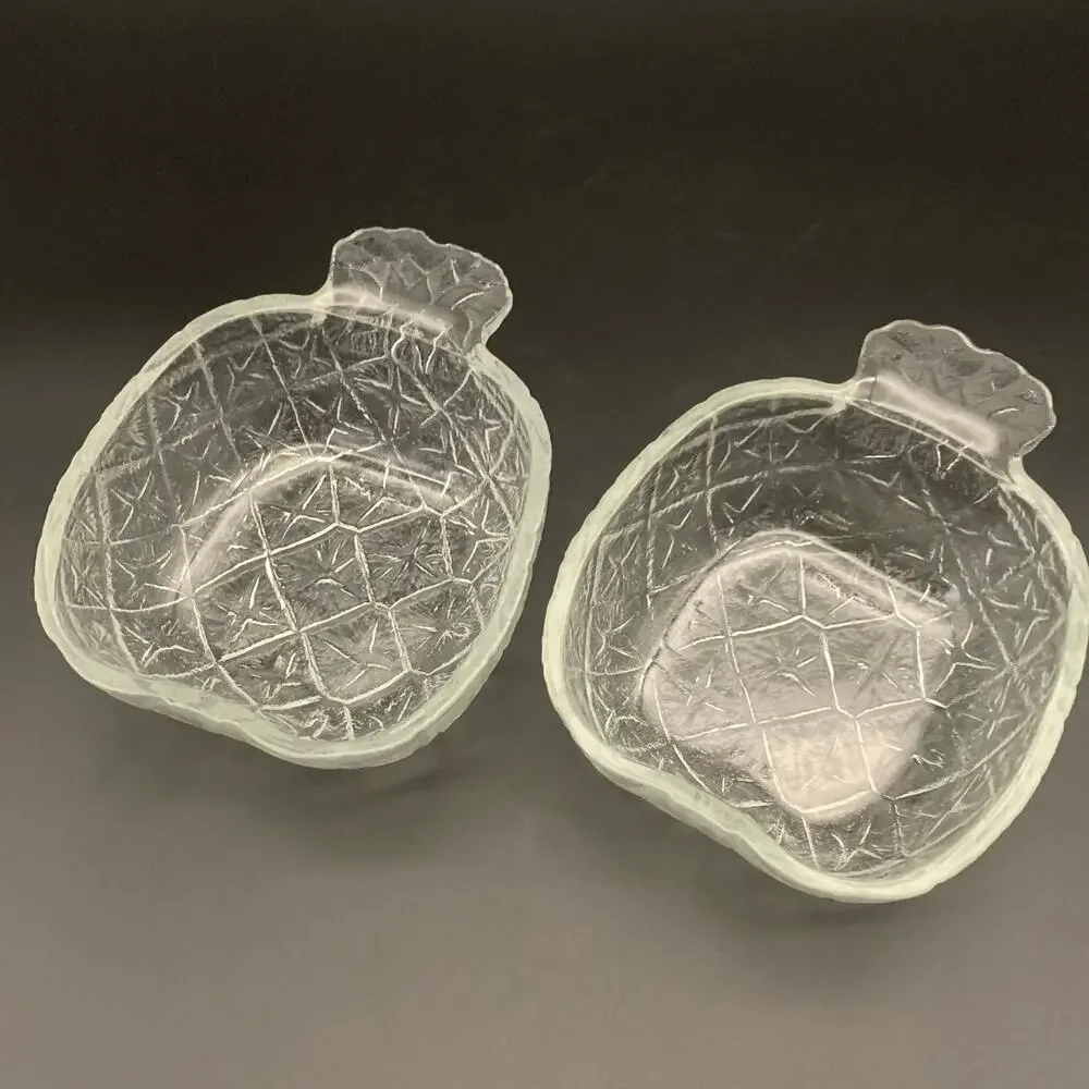Vintage 1950’s KIG Indonesia Pineapple Shaped Pattern Glass Fruit Nut Bowl Dish